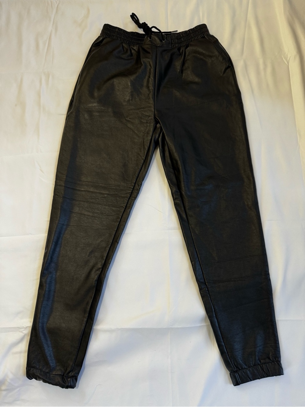 Saints 21 Faux Leather High Waist Elastic Drawstring Joggers Size Small